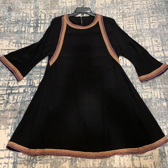 METISU dress keyhole back button closure tribal trim partial lined women’s sz XL - Picture 8 of 13